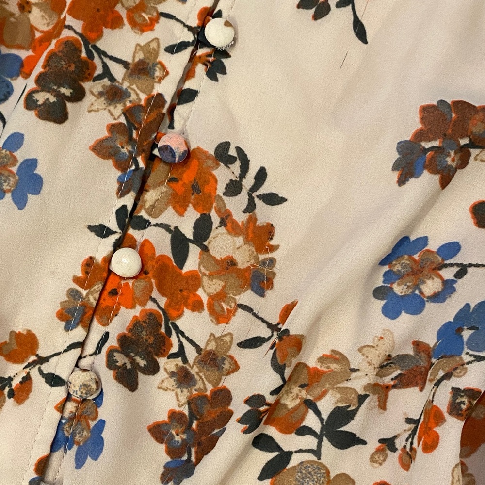 Vici Cream Floral Blouse with Blue and Orange Accents - Picture 9 of 9